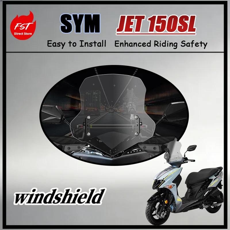 

FOR SYM JET SL 150 Custom Windshield Thickened PC Windscreen Aerodynamic Wind Deflector for Racing Look Motorcycle Accessory