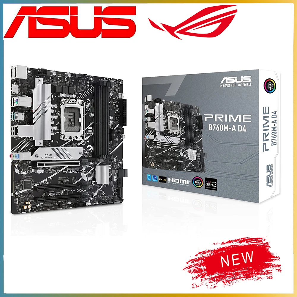 ASUS 프라임 B760M-A D4 LGA 1700 DDR4 마더보드 B760, CPU i5 13400f i3 12100f 12400f 지원, 신제품 