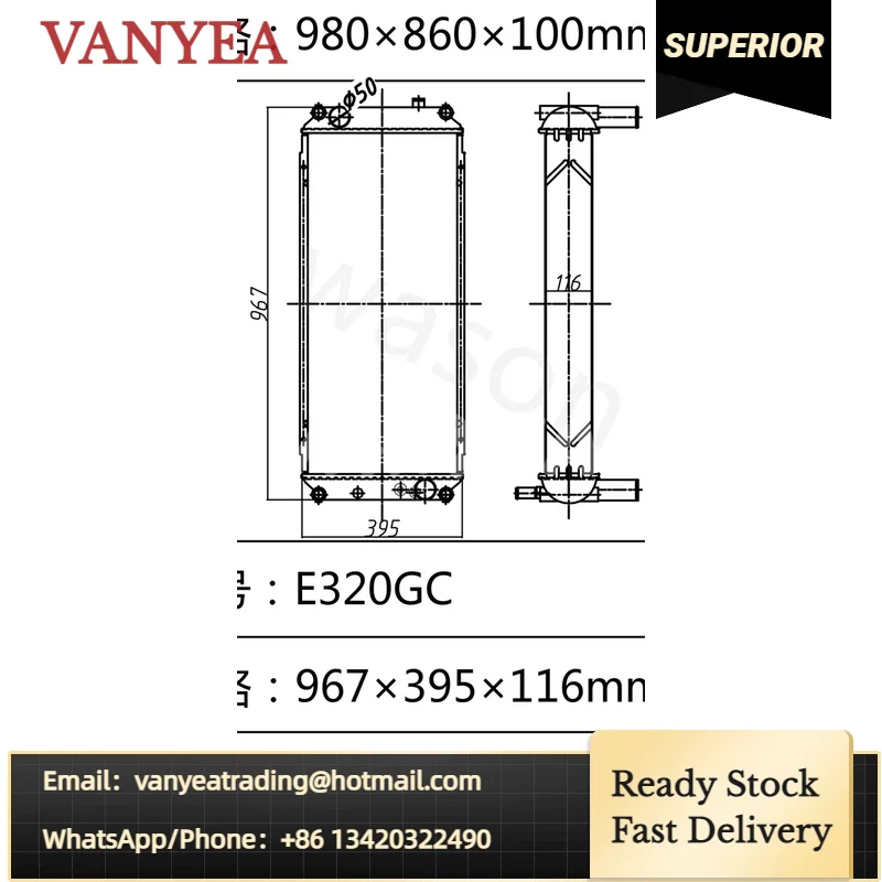 376-6723 3766723 Radiator For 120K 140K Motor Grader E330GC E320GC