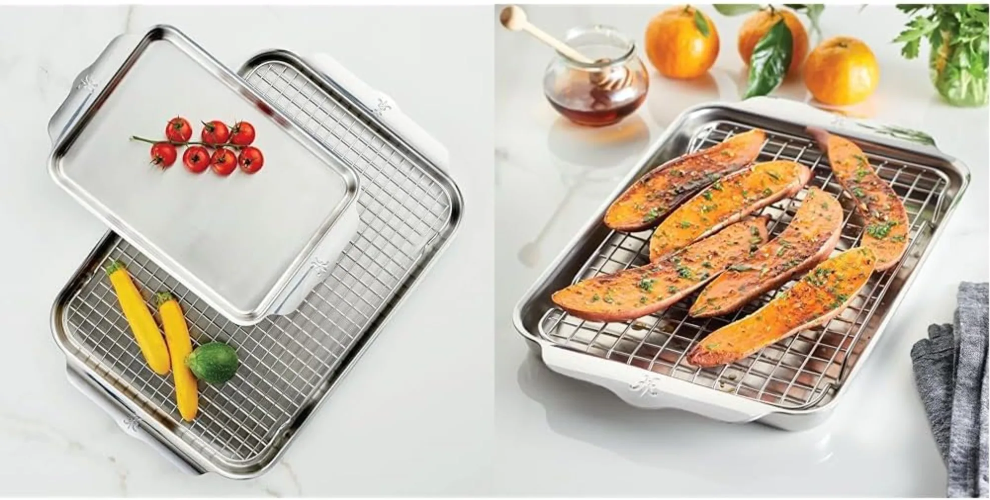 

Stainless Steel Baking Sheet Set, 3-Piece and Quarter Sheet Pan Rack