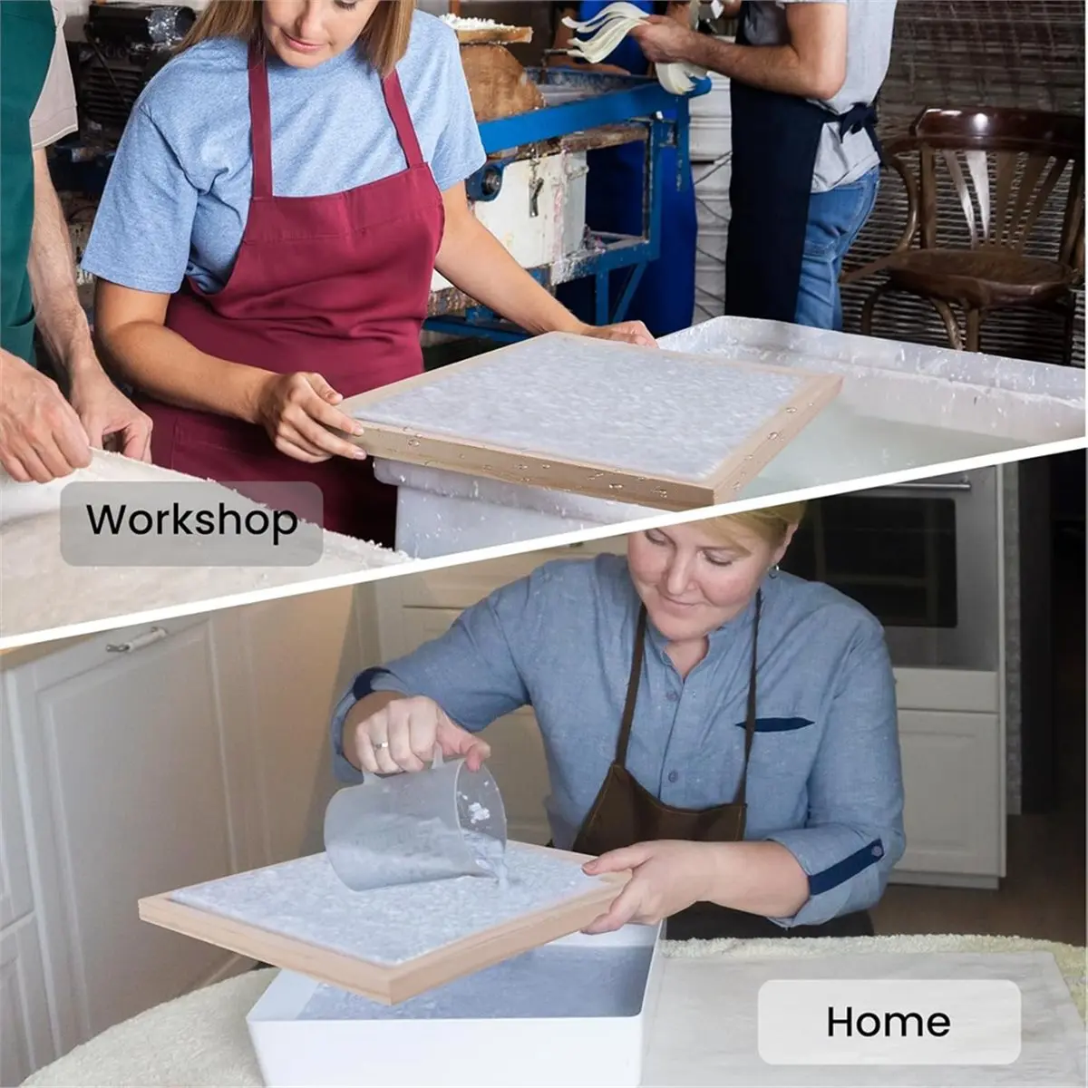 3 Pieces Paper Making Frame Kit, Papermaking Mould and Deckle with Mesh, Absorbent Paper and Sponge for Kids