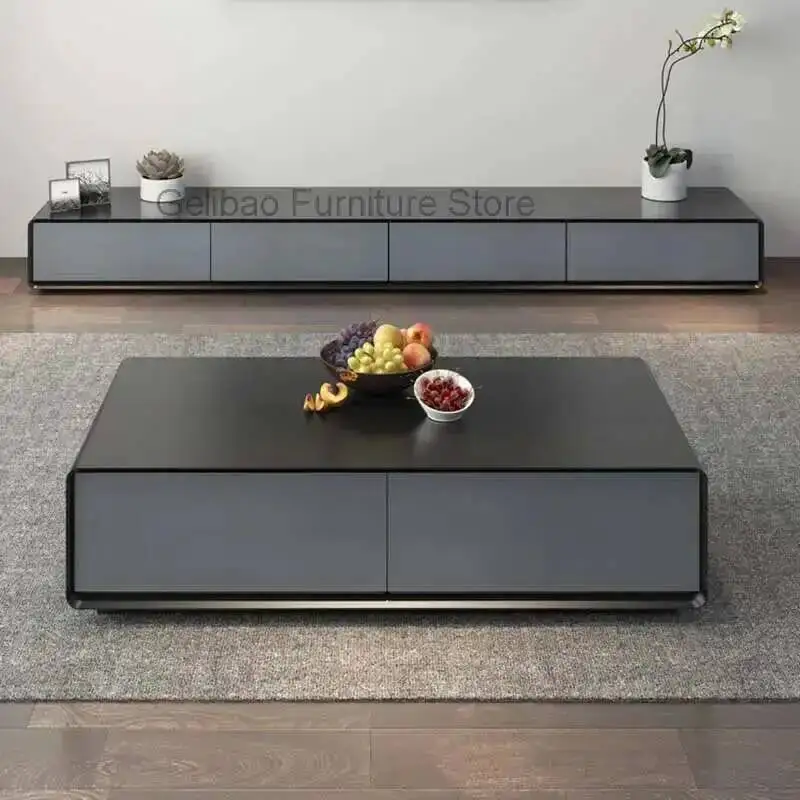 

Table Square Simple Storage Nordic Aesthetic Side Black Living Room Coffee Tables Wood Modern Stoliki Do Kawy Salon Furniture