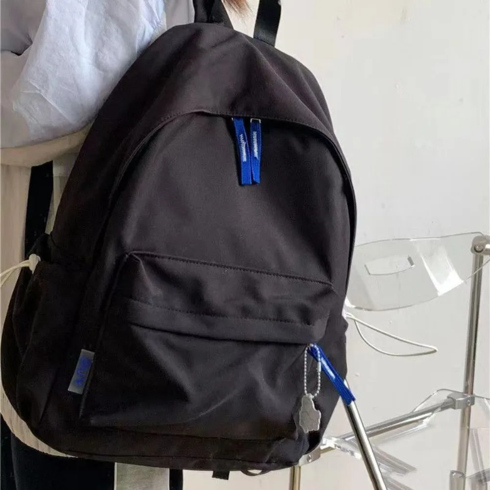 Large Capacity School Bag Fashion Solid Color Zipper Book Bag Nylon Student Backpack Students