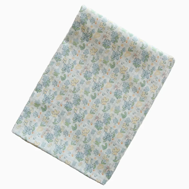 

145cm*50cm Pure Cotton Green Floral Fabric For Girls' Skirts Bed Sheets Duvet Covers Tablecloths DIY Sewn Fabric