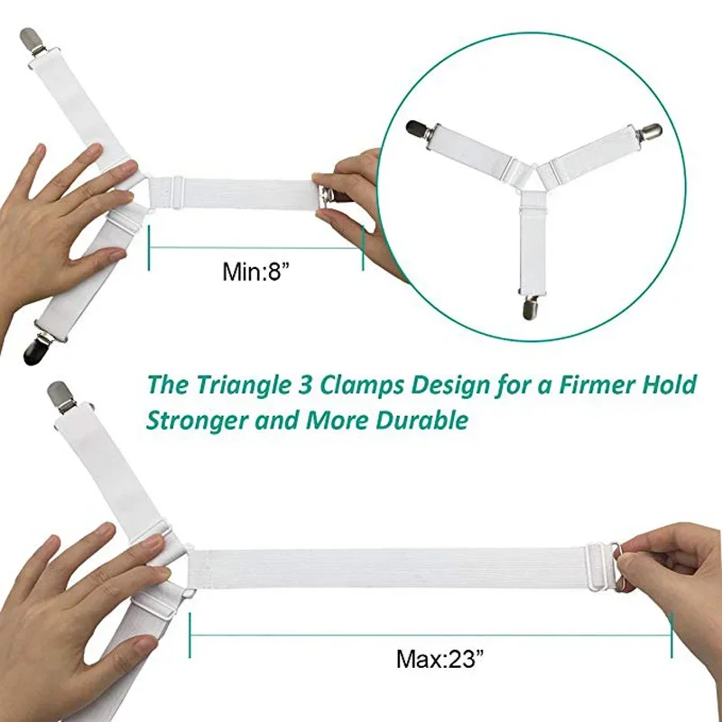 Adjustable Elastic Bed Sheet Grippers Cover Corner Holder Clip Suspender Cord Hook Loop Elastic Mattress Cover Sofa-Cover Straps