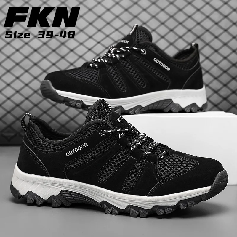 

New non-slip and wear-resistant men's hiking shoes, fashion travel outdoor leisure sports shoes, lace-up plus size men's shoes