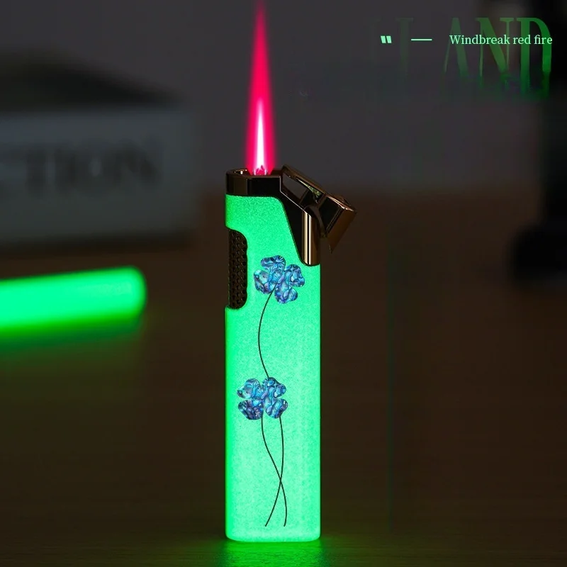 New Night Light Slender Jet Gas Lighter Windproof Portable Rechargeable Turbo Torch Lighter Women's Gift Cigarette Accessories