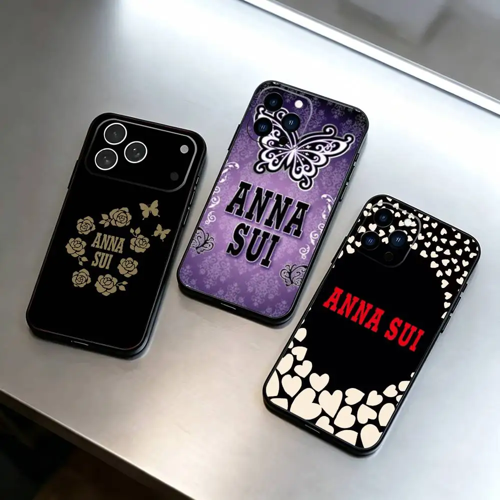 Brand A-ANNA SUI Phone Case For iPhone 17,16,15,14,13,12,11 Plus,Pro Max,XS,Soft Silicone Black Cover