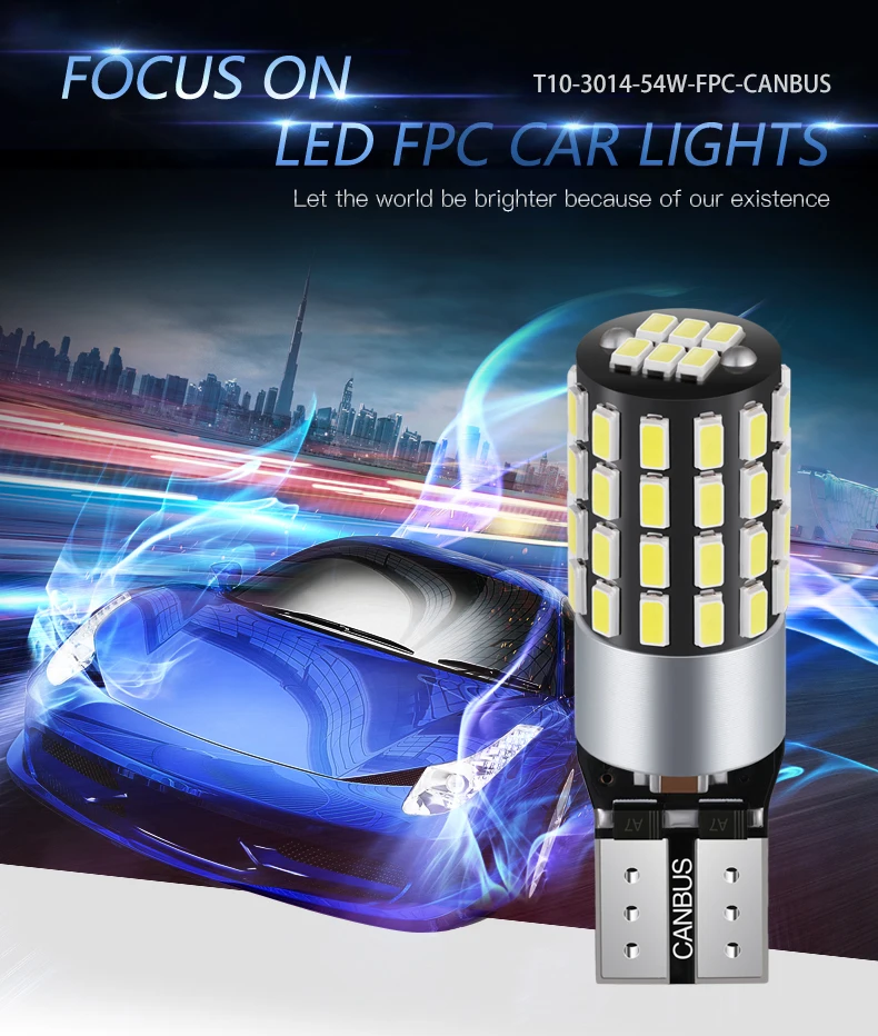 

jiachi 2pcs LED T10 W5W Car Lights High Quality Canbus No Error T10 3014SMD Car Interior Lamp Super Bright Lighting Parking Bulb