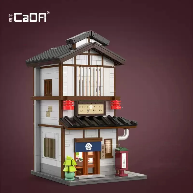 Conjuntos de edifícios da loja japonesa izakaya, kit de modelo de blocos de tijolos de montagem de arquitetura de casa city street view, brinquedos presente para crianças 1195 peças