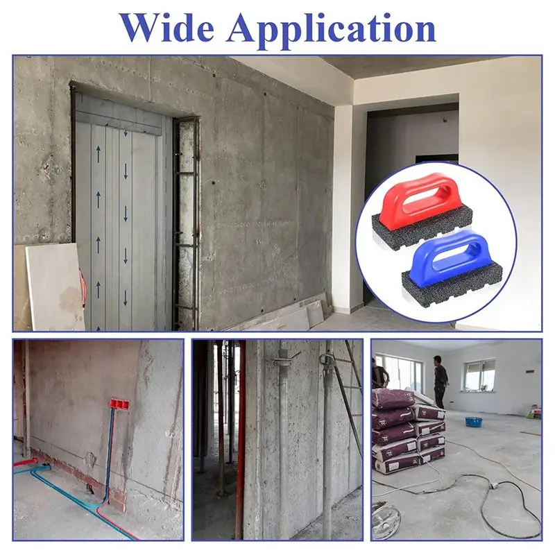 أدوات البناء 20 حبيبة فرك الطوب (عبوة من قطعتين) مع مقابض لتنعيم الخرسانة باللون الأحمر والأزرق #3