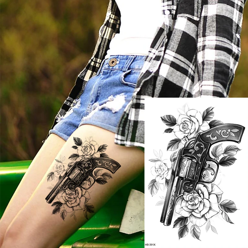 Tatouage temporaire imperméable, autocollant de beauté, fleur, Rose, Flash, Dragon, tigre, serpent, bras d'art corporel, faux tatouage 3D pour femmes, DIY bricolage