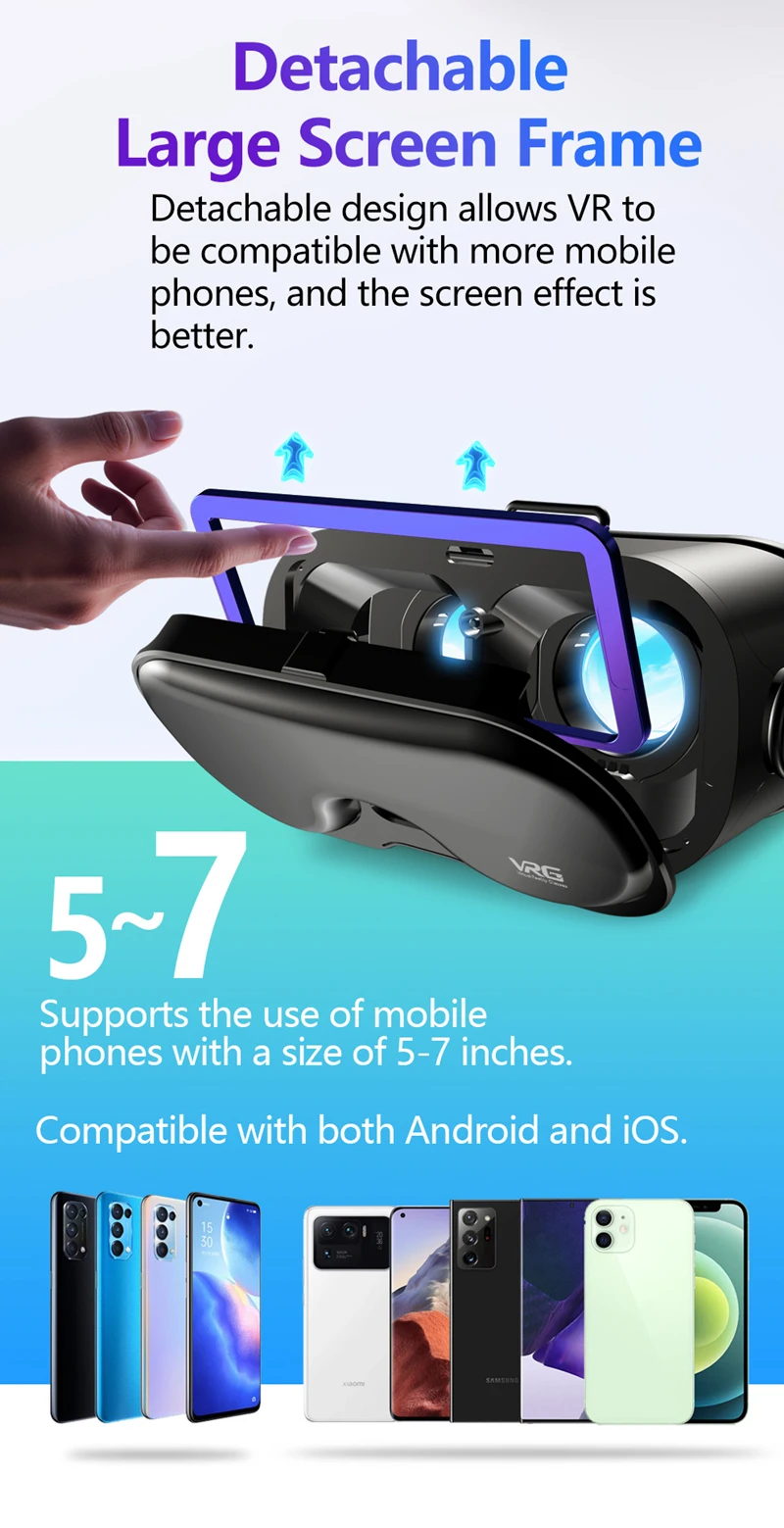 Neues VRG Q8 All-in-One VR-Headset Virtuelle Realität 3D Panorama-Gaming AR für Smartphones – Detail 9