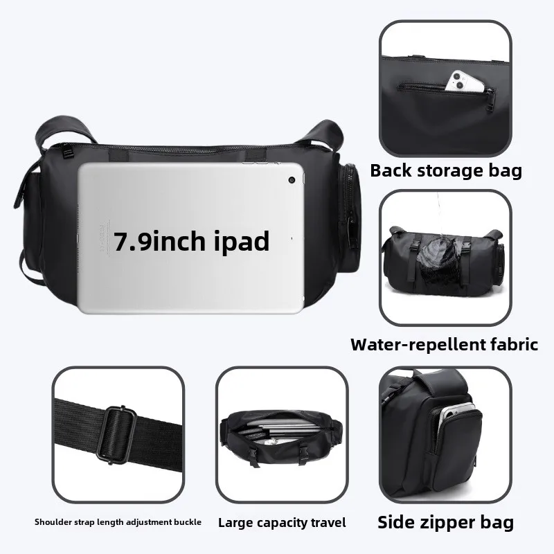 New High-end Men's Membrane Shoulder Bag with Large Capacity, Trendy and Multifunctional Crossbody Bag, Waterproof Sling Bag