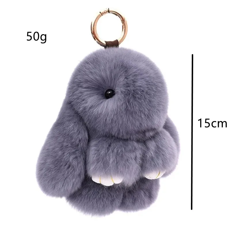 Fluffy Real Rabbit Fur Pompon Bunny Keychain Trinket Women Toy Pom Pom Rabbit Key Tags For Girls Bag Car Key Chain Jewelry Gifts