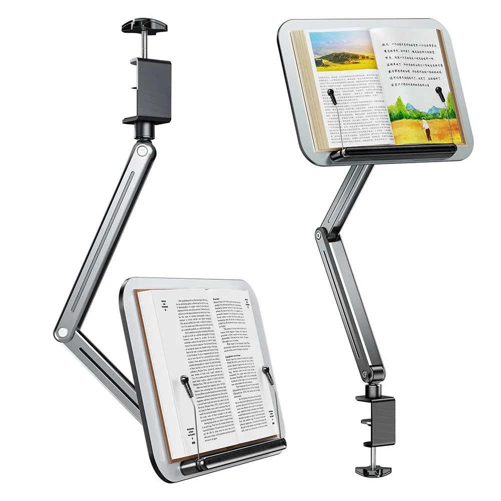 Desk Clamp Book Stand for Reading Adjustable Recipe ，Book Holder Reading Book Bracket for Laptop Recipe Textbook