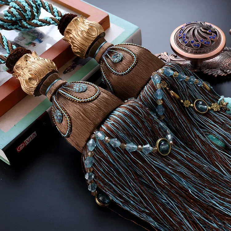 

2 шт. винтажные Роскошные занавески с подвесными шариками, элегантные занавески с кисточками, подхваты для занавесок, кисти, аксессуары для занавесок