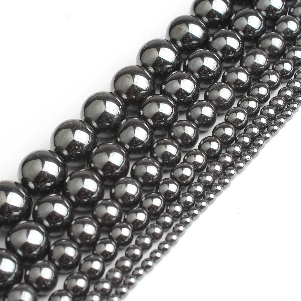 AAA Natürliche Schwarze Hämatit Stein Perlen Runde Lose Perlen Für Schmuck Machen Diy Armband Zubehör 2/3/4/6/8/10/12MM 15 "Strang