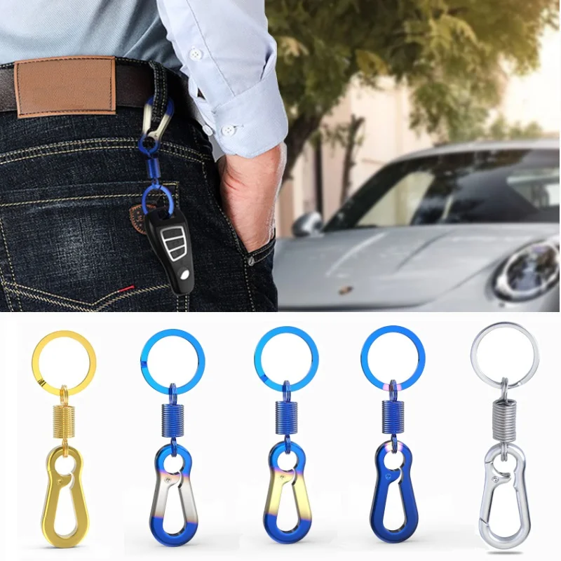 New Spring Keychain Climbing Hook Car Keychain Simple Strong Carabiner Shape Keychain Accessories Metal Vintage Keychain