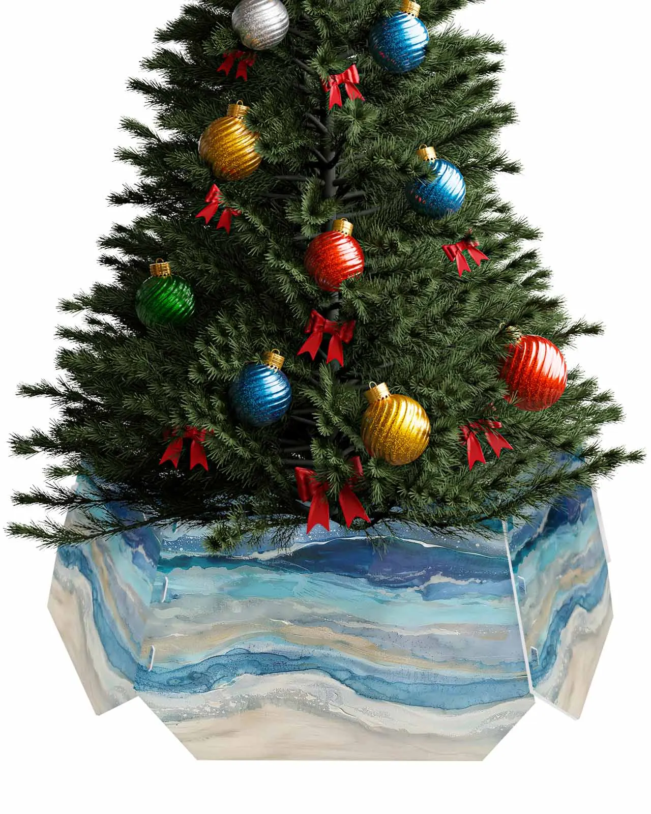 Wave Beach Gradient Christmas Tree Creative Printed stereoscopic Tree Bottom Decoration Festival Party Tree Skirt