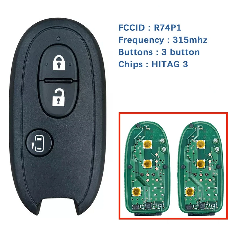 

3 Buttons Remote Smart Key Fob For Suzuki For Suzuki Wagon R Every Hustler Palette Spcia 315MHz PCF7953X/HITAG 3/47 CHIP R74P1