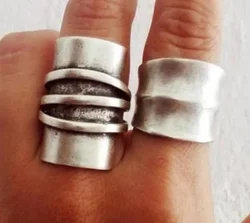 Vintage Ethnic Bohemian Exaggerated For Women's Opening Ring Silver Color Engraving Classic Ladies Custom Jewelry