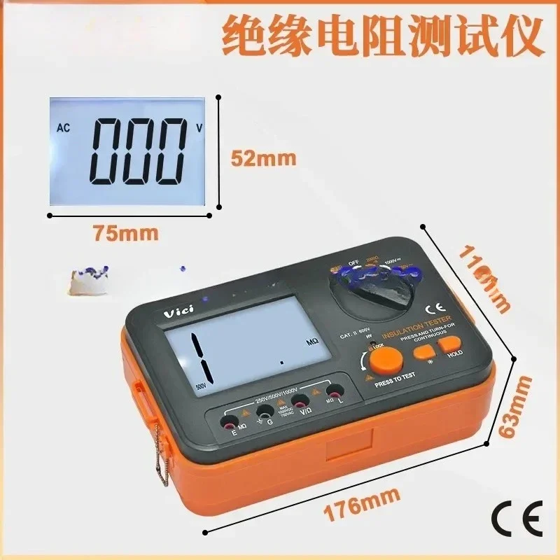 Penguji Resistansi Isolasi VC60B Megohmmeter Digital 1000V