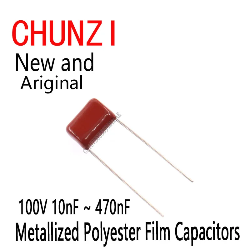 100Pcs=10Value*10pcs Metallized Polyester Film Capacitors CBB Assortment Kit 100V 10nF~470nF