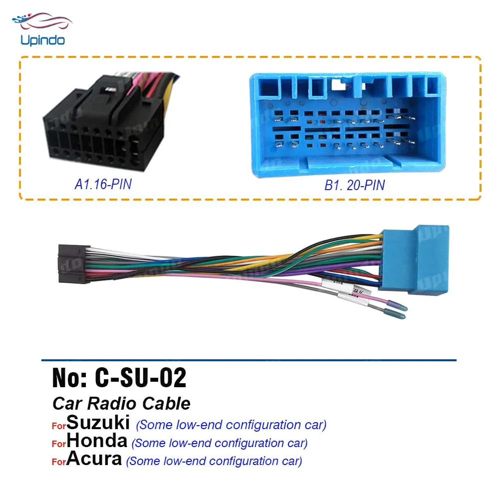 Car Android Radio Cable Adapter Power Wiring Harness Connector for Suzuki Vitara Alivio Baleno Swift Honda Fit Element Acura RL