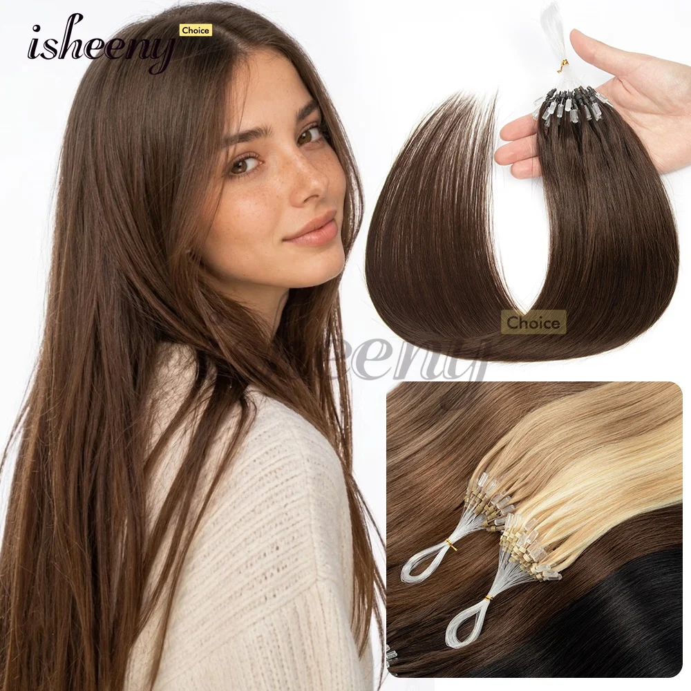 30G-50G Invisible Microloop Human Hair Extensions 12inch-20inch Natural Straight Machine Remy Hair for Women Easy to Wear 50pcs