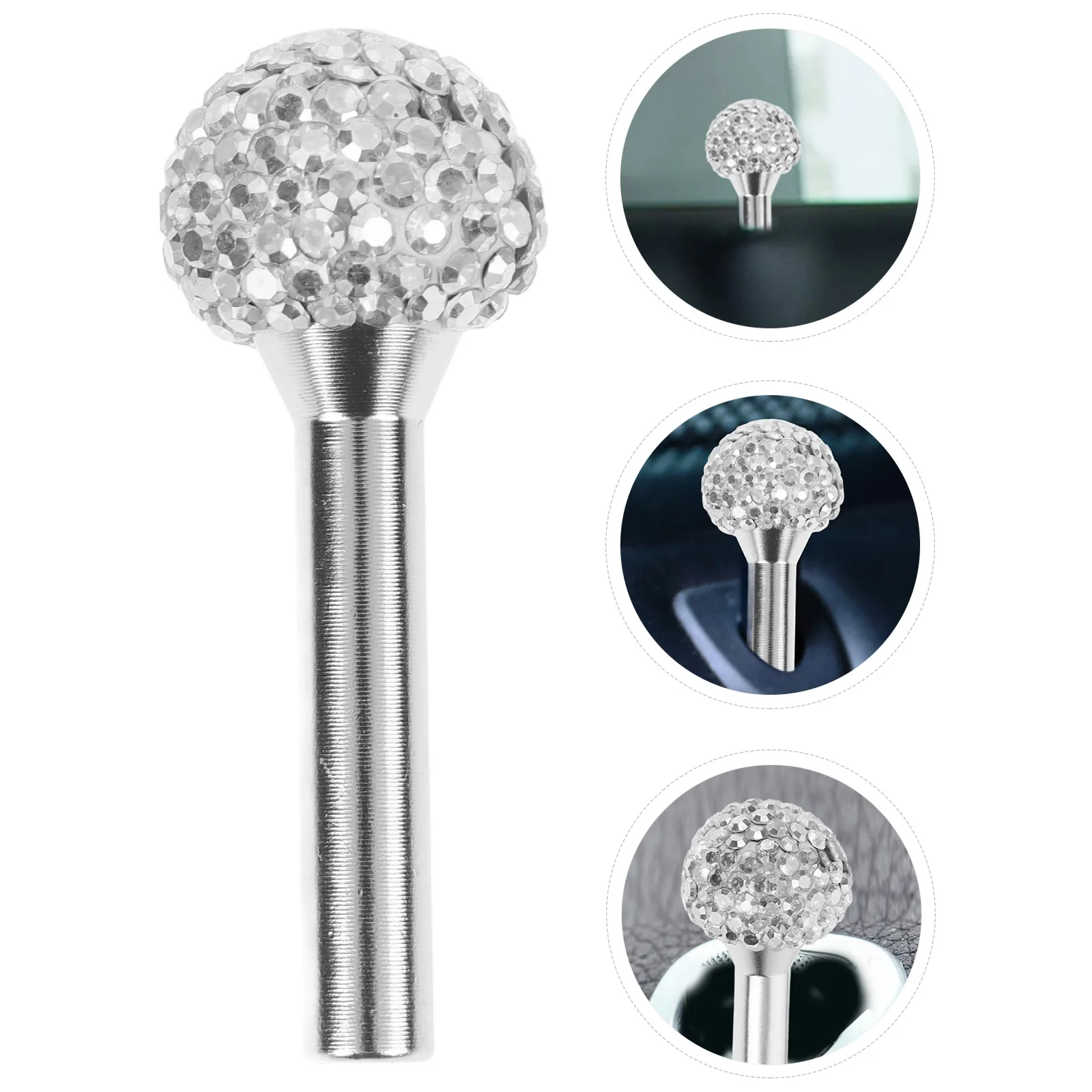 

2 Pcs Car Door Handle Inner Lock Knob Automotive Knobs Pull Colored Diamond White Travel