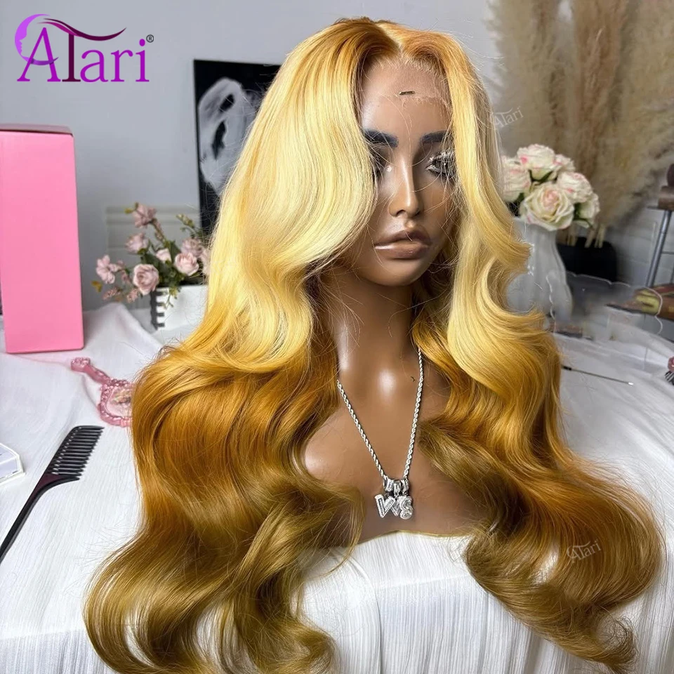 

Ombre Butter Brown Transparent 13x4 13x6 Lace Frontal Human Hair Wigs 3 Tone Body Wave 613 Colored Brazilian Wig Pre Plucked