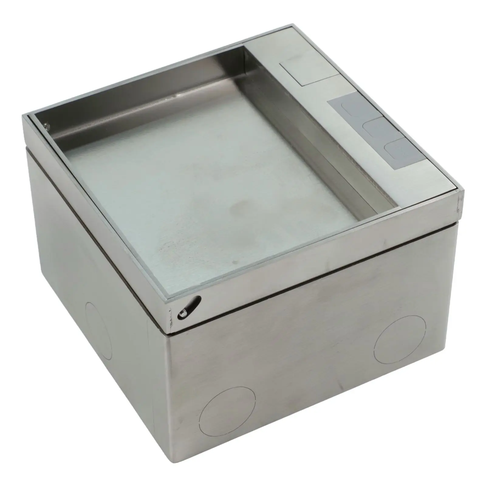 Waterproof Embedded Socket Box with Stainless Steel Panel Perfect for Concealed Power Access in Various Environments