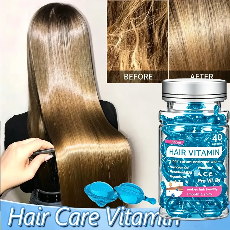 Magic Hair Vitamin Capsule Keratin Oil Fast Restore Hair Soft Smooth Shiny Deep Moisturizer Frizzy Dry Scalp Hair Care Products