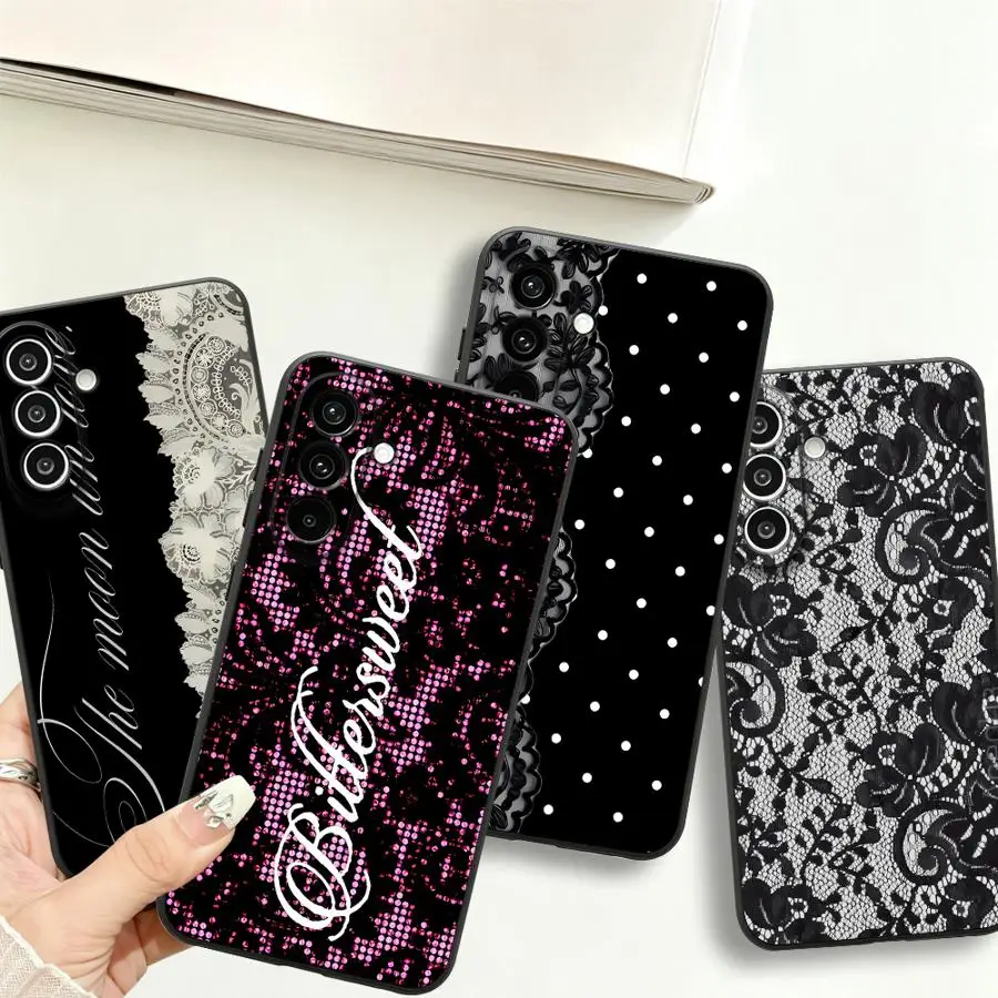 Fashion Pink Lace Phone Cover Case for Samsung Galaxy A57 A25 A16 A55 A15 A05 A73 A51 A06 A37 A50 A70 A53 A17 A41 A52 A36