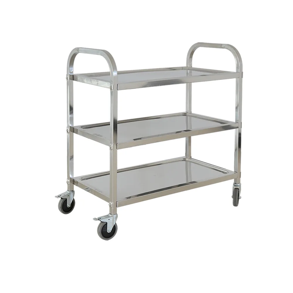 3-Layer stainless steel tea trolley service trolley with detachable tray for hotel banquet catering restaurant