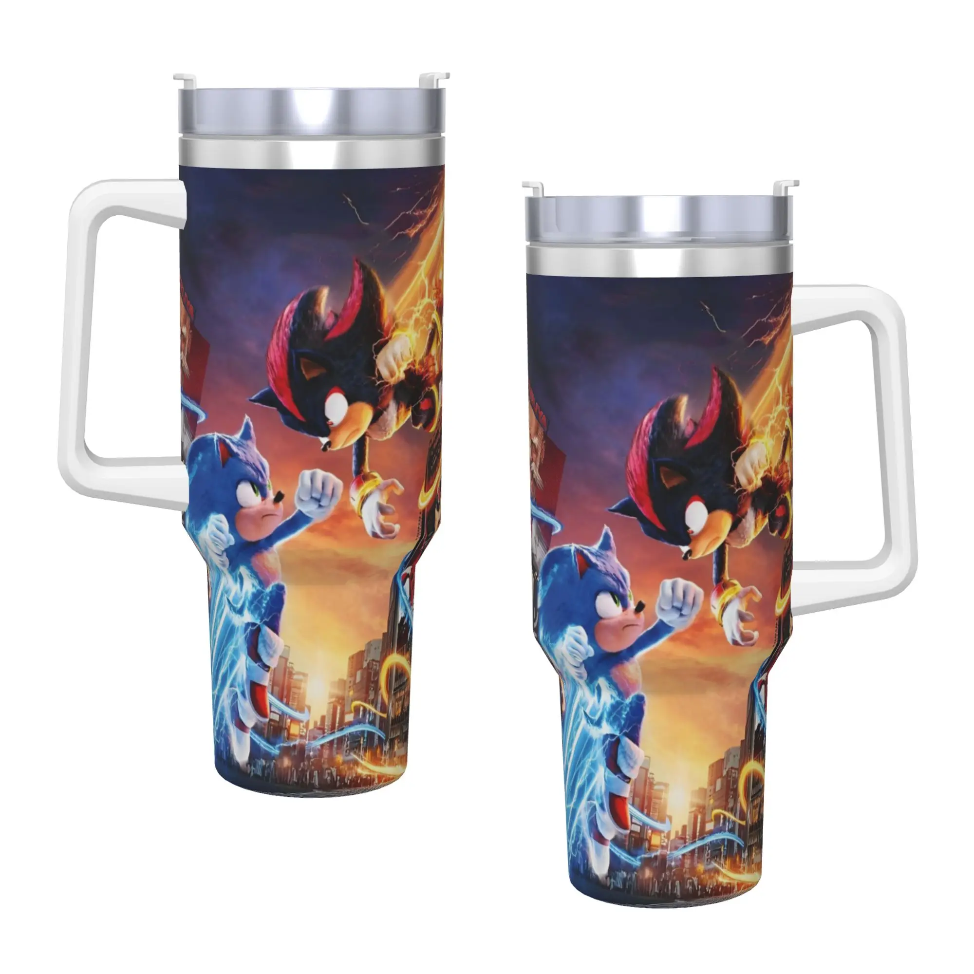 40OZ Stainless Steel Tumbler Shadow The Hedgehogs Thermal Cups Cartoon Keep Heat Hot Drinks Car Mugs Driving Water Bottle view 3