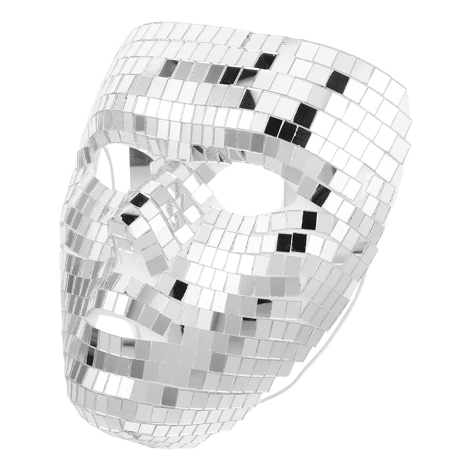 Disco Ball Full Face Mirror Mask Sparkly Masquerade Costume Halloween Carnival Birthday Party Stage Performance Face Cover