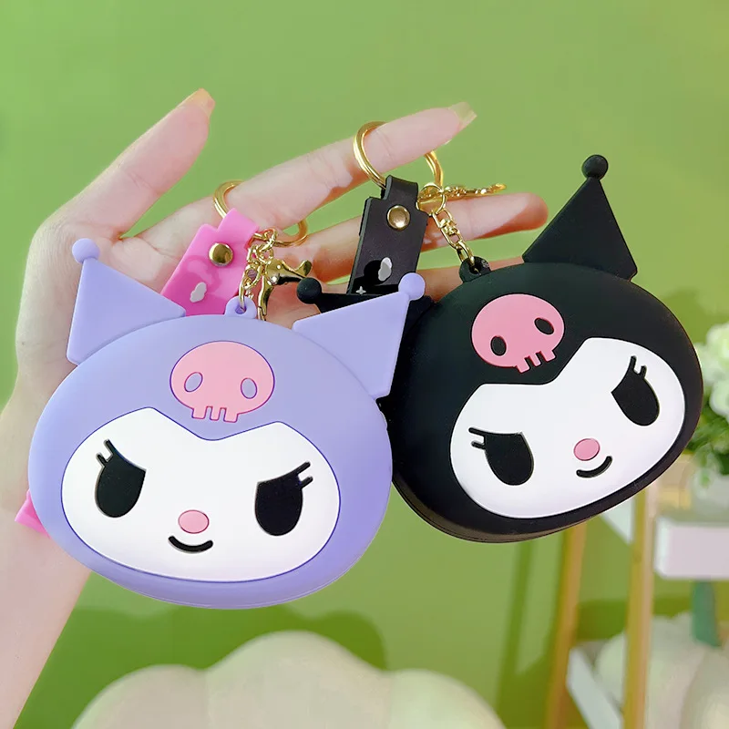 Criativo Kawaii Sanrio Coin Saco De Armazenamento, Bolsa De Silicone, Mochila Escolar Decoração Presente, Hello Kitty Kuromi, Miniso