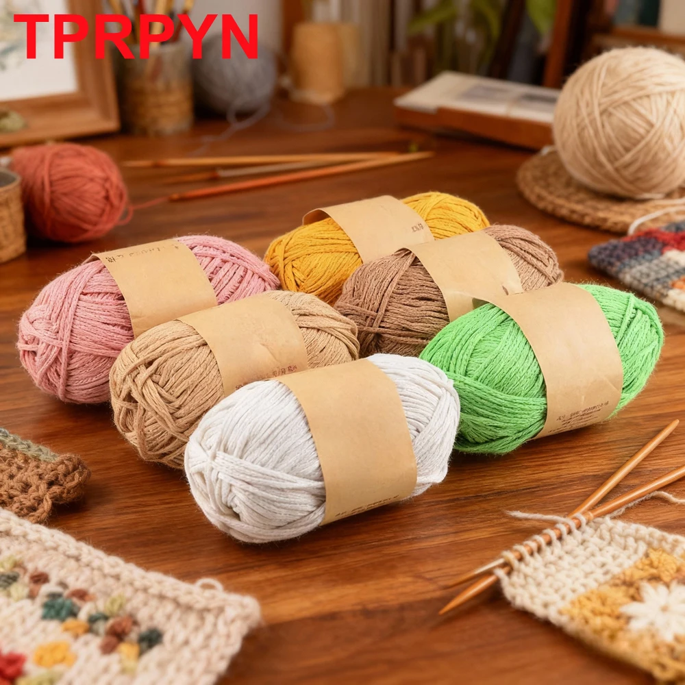 1Pc 100g Cotton Hollow Crochet Yarn 2mm Polyester knitting Thread Round Crocheting line Thick DIY bag mat slipper amigurumi