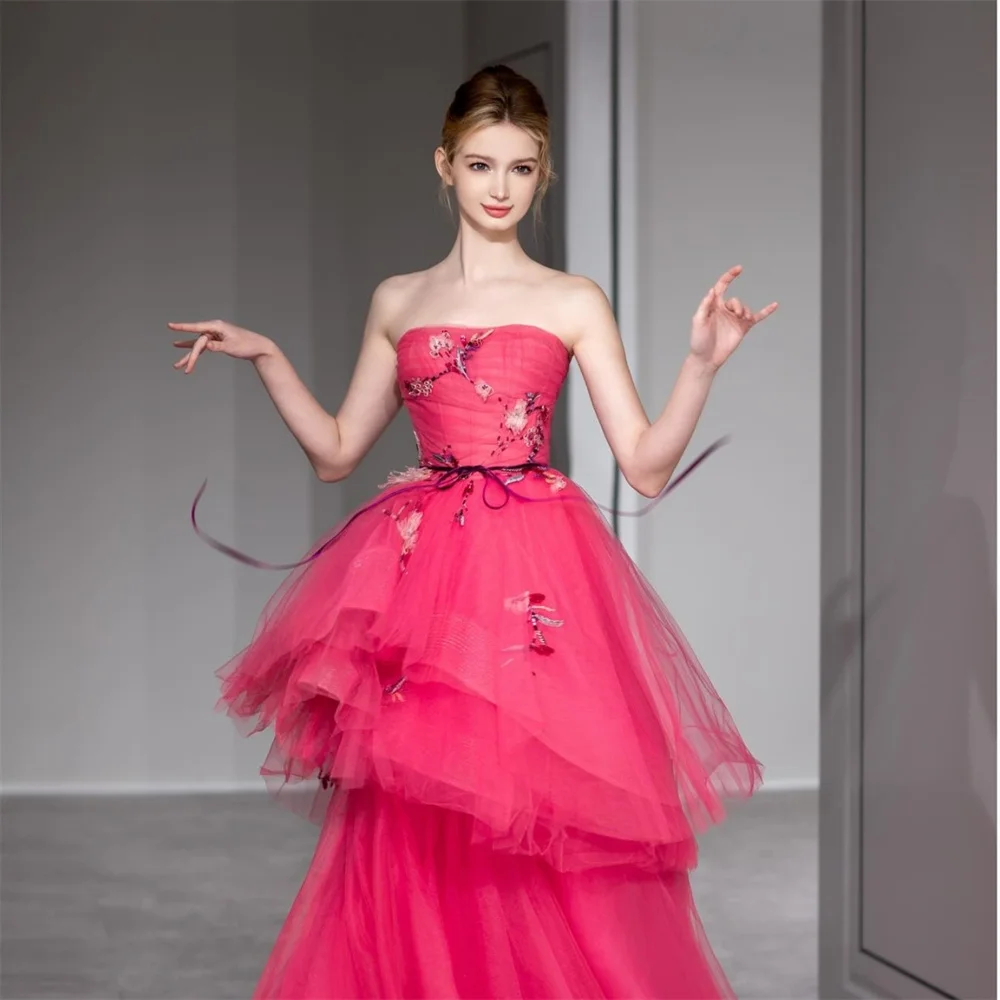 

Prom Dress Formal Saudi Arabia Dearin Strapless A-line Floor Length Skirts Tulle Embroidery Bespoke Occasion Dresses Evening Gow