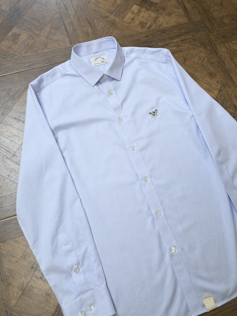 

Vintage casual striped long-staple cotton no-iron long-sleeved crane embroidered shirt