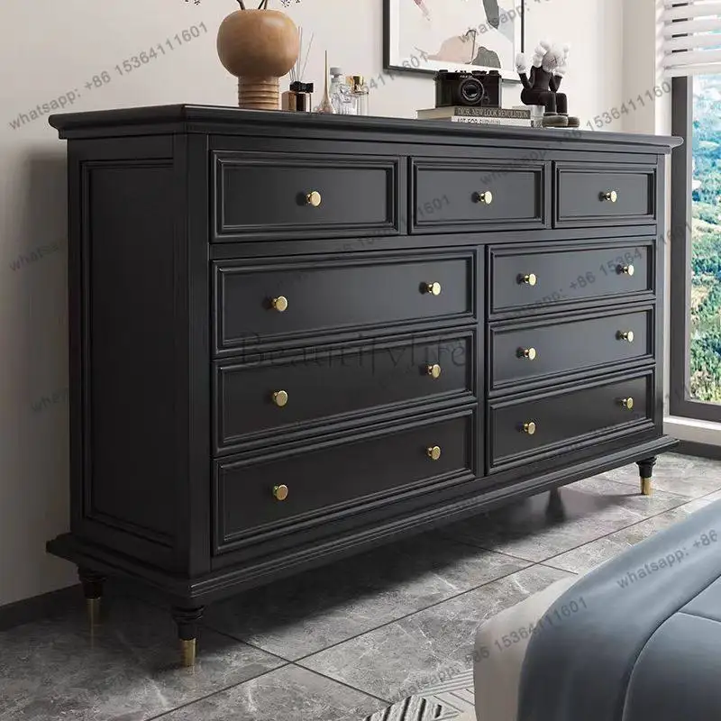 Customization American Solid Wood Chest Of Drawers Living Room Wall Storage Bed End Storage Cabinet