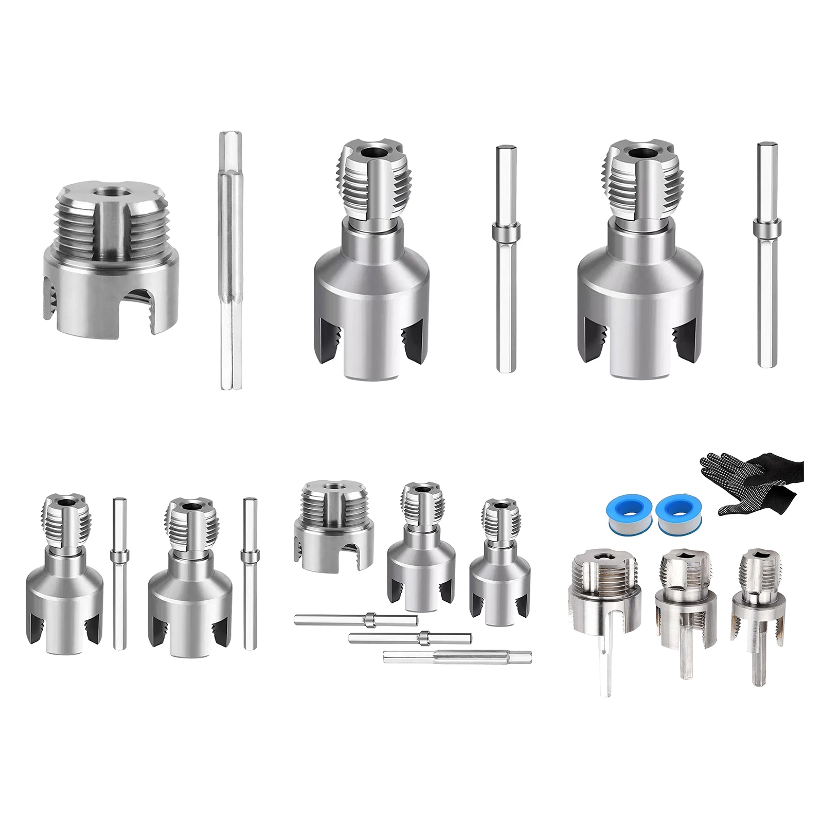 PVC Pipe Threader Kit 1/2in 3/4in 1in Dual-Function PVC Pipe Thread Cutting Tool for Plumbing Projects and Home Repairs