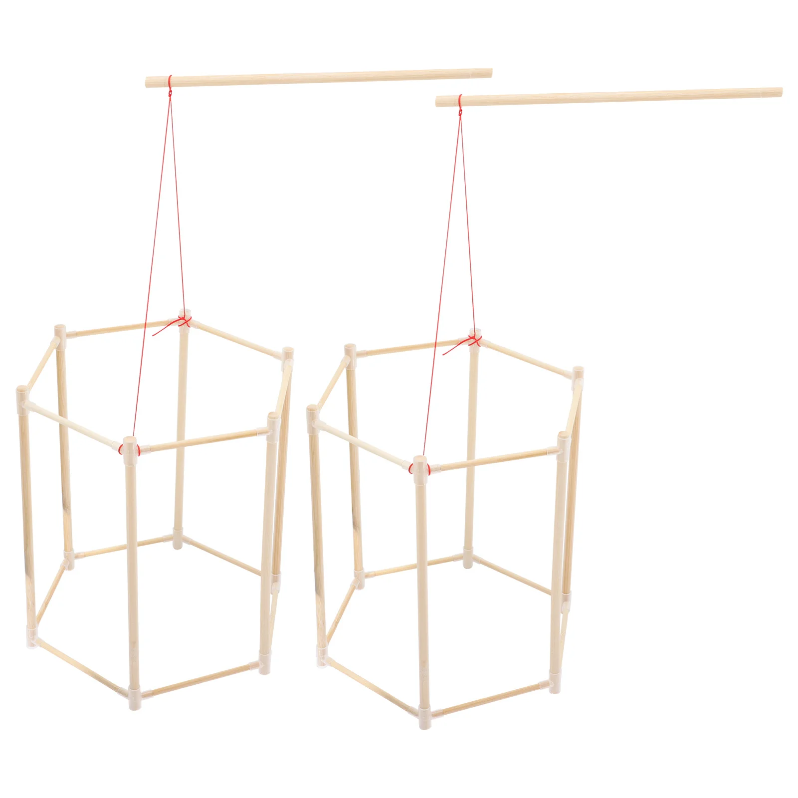 

2Sets Unfinished Wood Lantern Bracket DIY Accessories Simple Design Safe Durable Educational Fun Lantern Frame