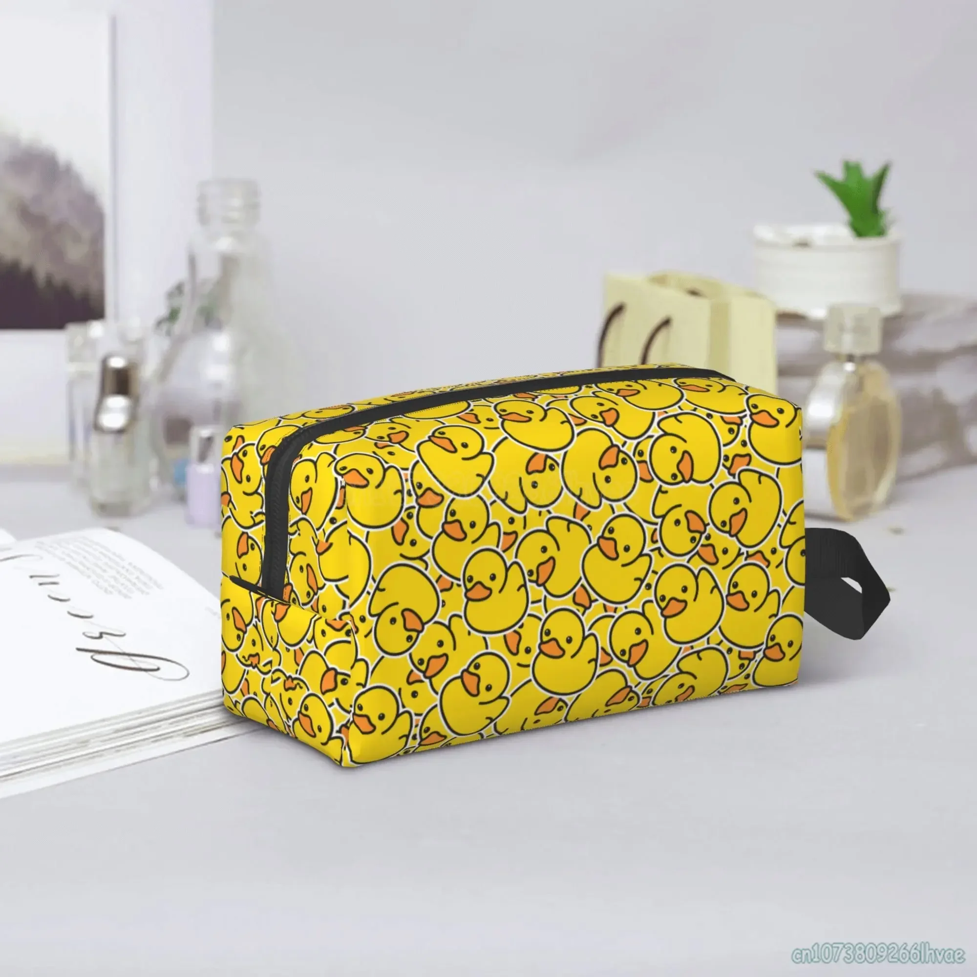 Cute Rubber Duck Portable Travel Storage Bags Yellow Cartoon Duck Large Cosmetic Cases for Women Girls Kawaii Makeup Bag