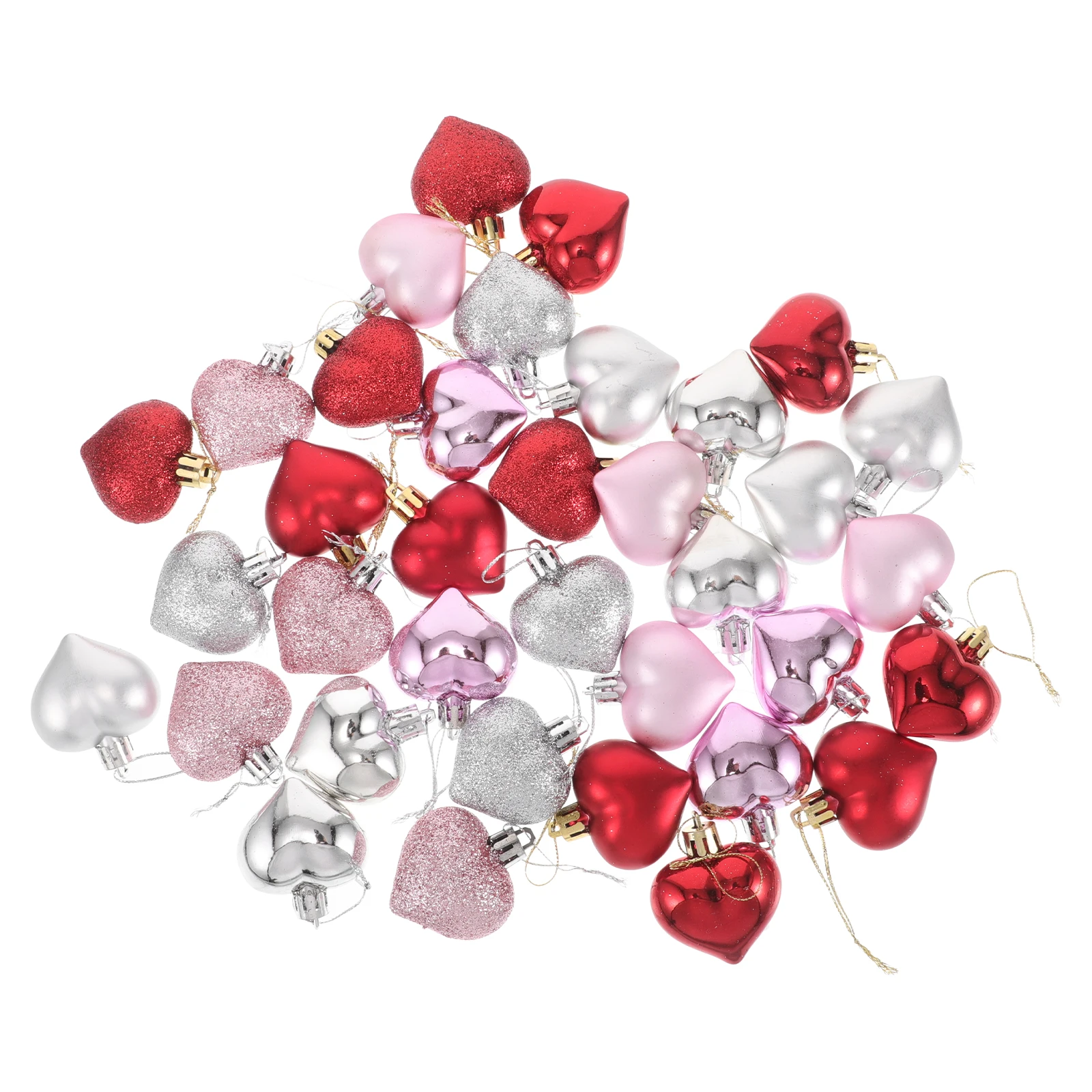 

36Pcs Heart Shaped Ornaments Electroplated Pink Red Silver for Valentine Day Wedding Home Party Decorations Red Heart Ornament