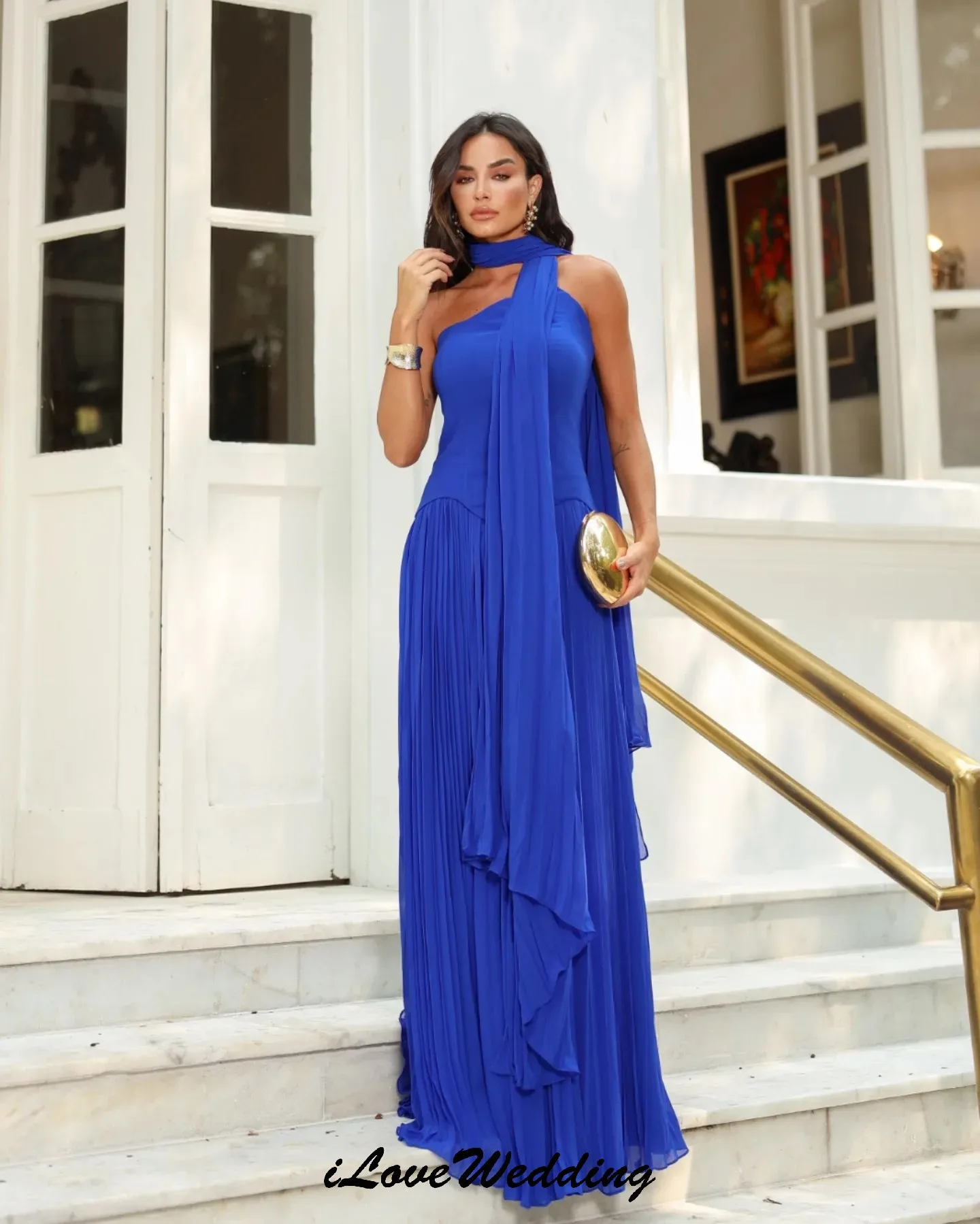 

Strapless Chiffon Evening Dress Klein 2025 Elegant Wedding Party Dress Ribbons Ruched Formal Prom Dress Backless Gala Customized