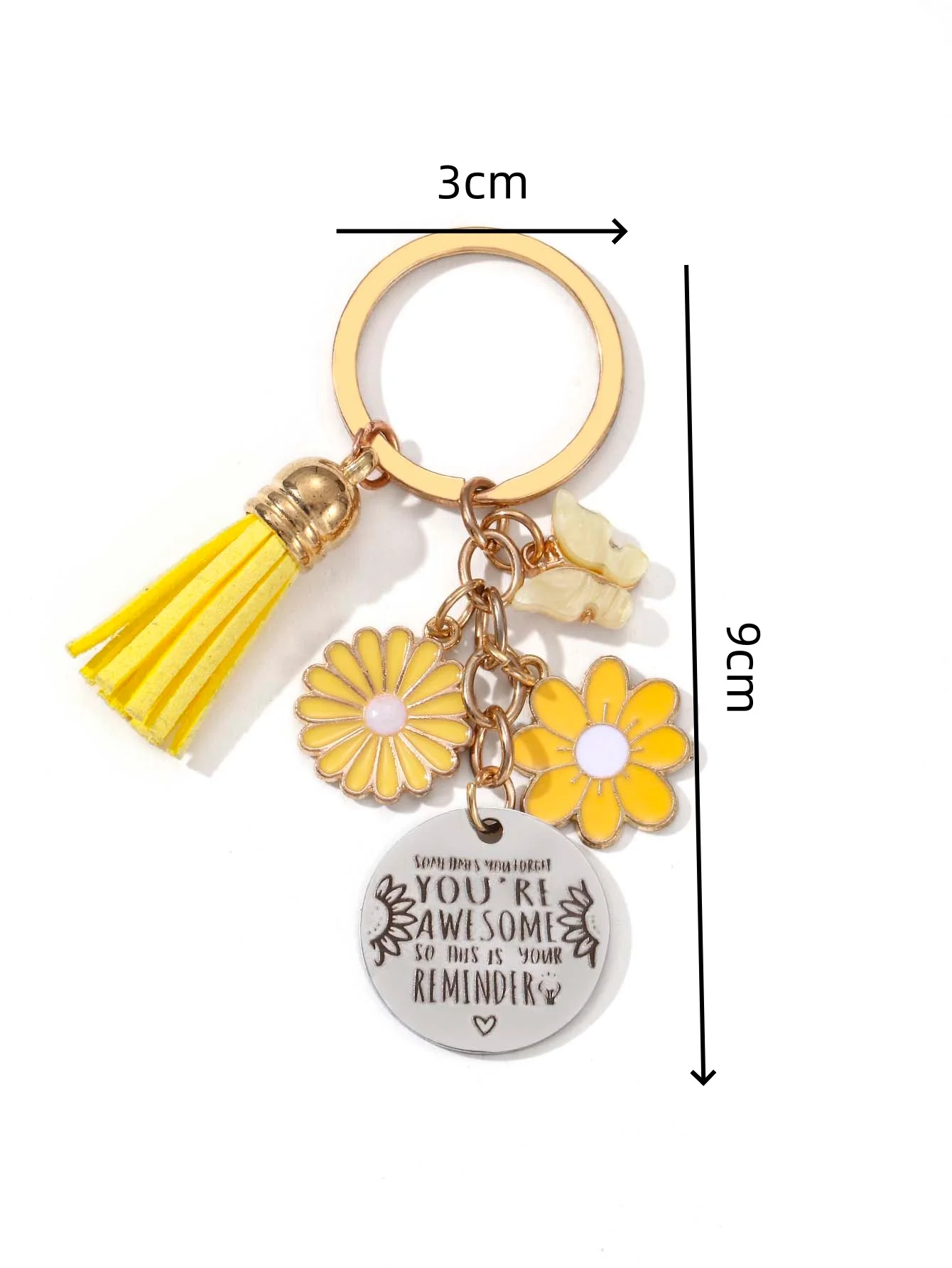Classic Sunflower Butterfly Enamel Keychain Flower Plant Insect Flying Awesome Key Ring For Women Men Good Gift Handmade Jewelry