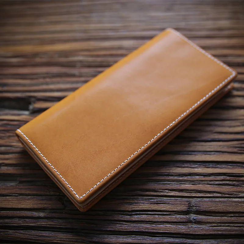 100% Genuine Leather Wallet For Men Male Real Cowhide Vintage Handmade Long Bifold Clutch Men's Purse Money Bag With Card Holder